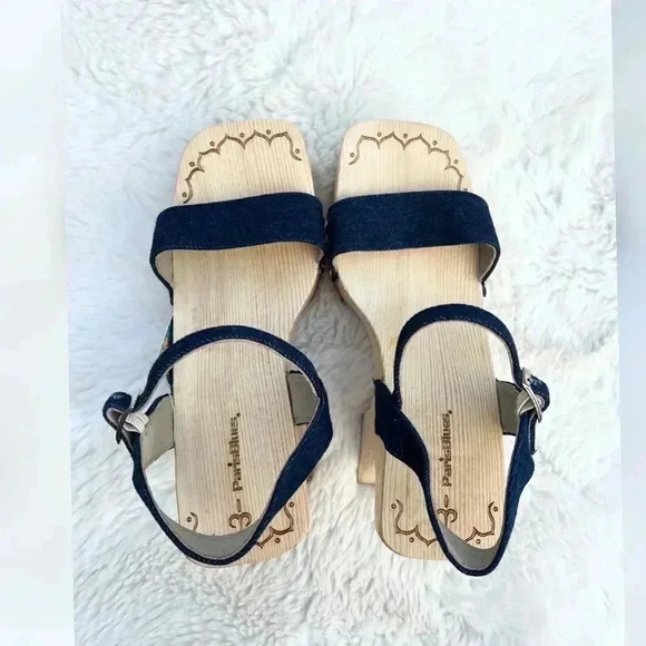 90s Y2K Paris Blue Denim Chunky Clogs DEADSTOCK New With Tag SUPER RARE - Picture 3 of 5